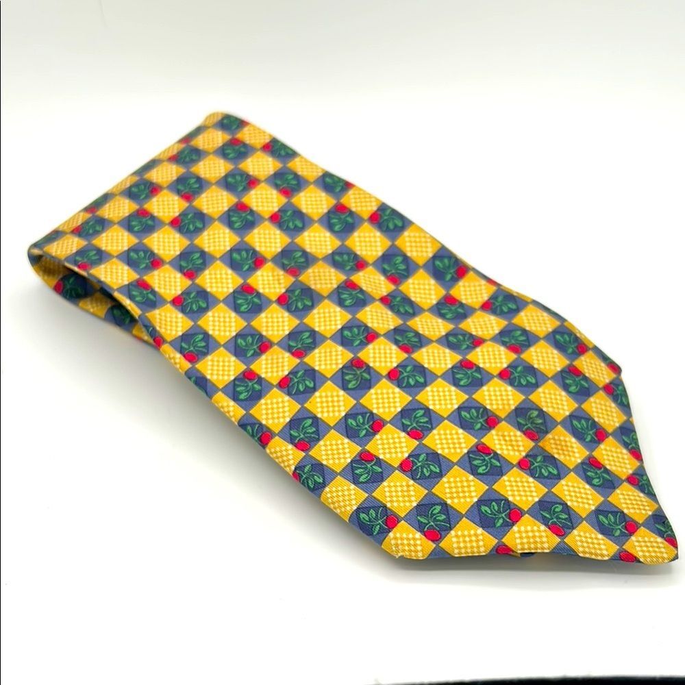 Liberty of London Yellow and Blue floral Silk Tie